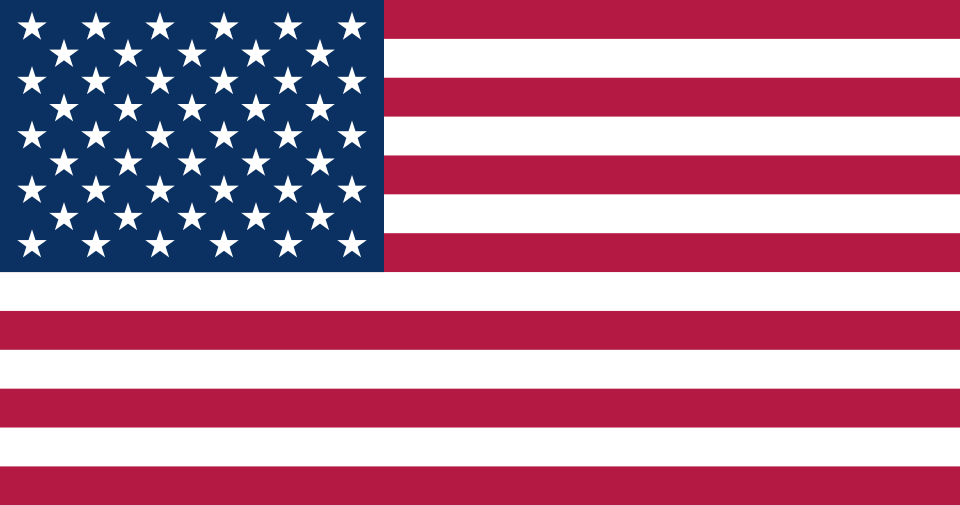 Die Flagge der Vereinigten Staaten von Amerika: fünfzig weisse Sterne auf blauem Feld und dreizehn rote und weisse Streifen.